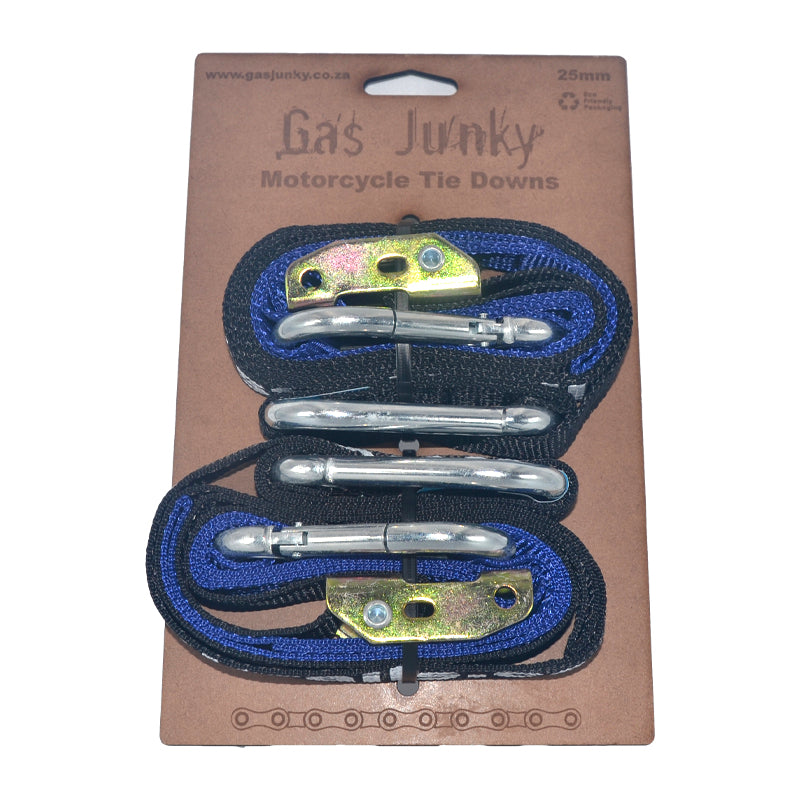 Gas Junky | Twisted Trails Soft Loop 25MM Tie Downs Black | Blue