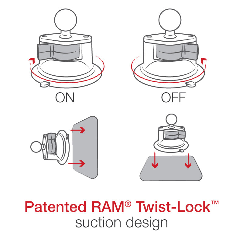 RAM® Twist-Lock™ Suction Cup Base with Ball